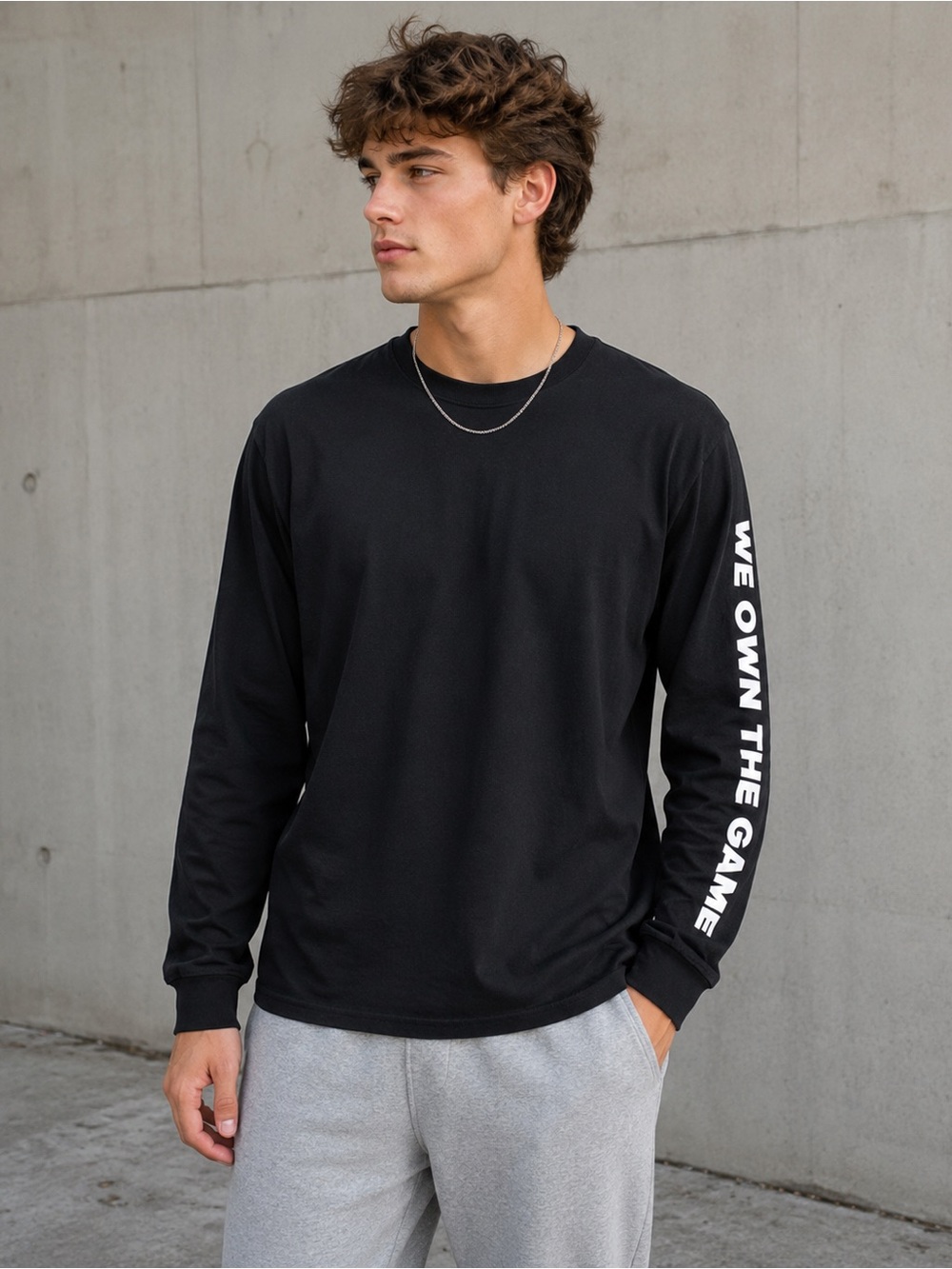 Adidas We Own The Game Men’s Large Black Long Sleeve Graphic Shirt